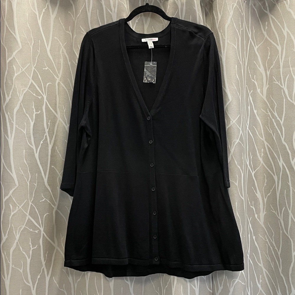 Women's Black V-Neck Cardigan Sweater